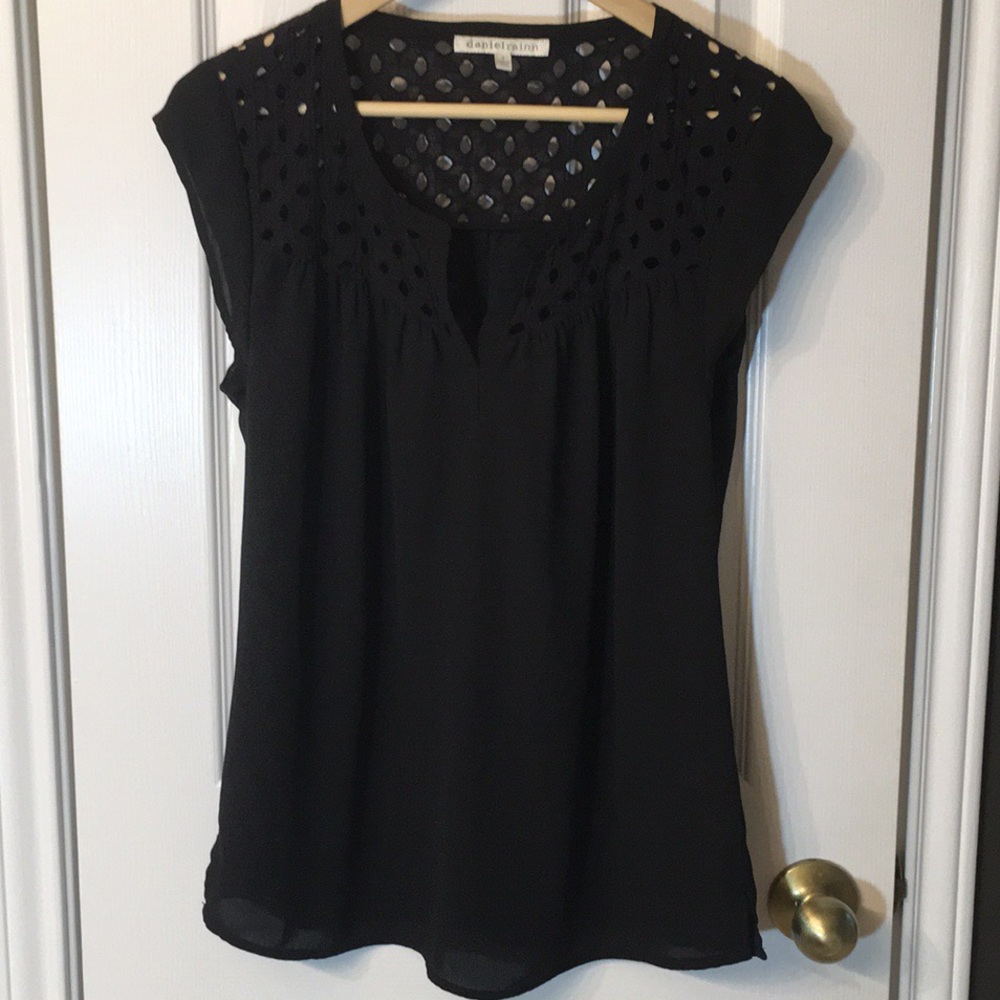 Daniel Rainn Black Blouse with Lace Detail